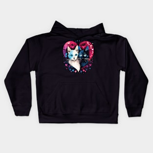 Siamese Cat Couple Valentine Kids Hoodie